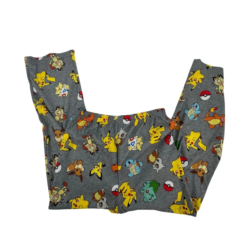 Pokemon‎ Pajama Pants XL (14/16) Gray Pikachu Charmander Squirtle Sleepwear Kids